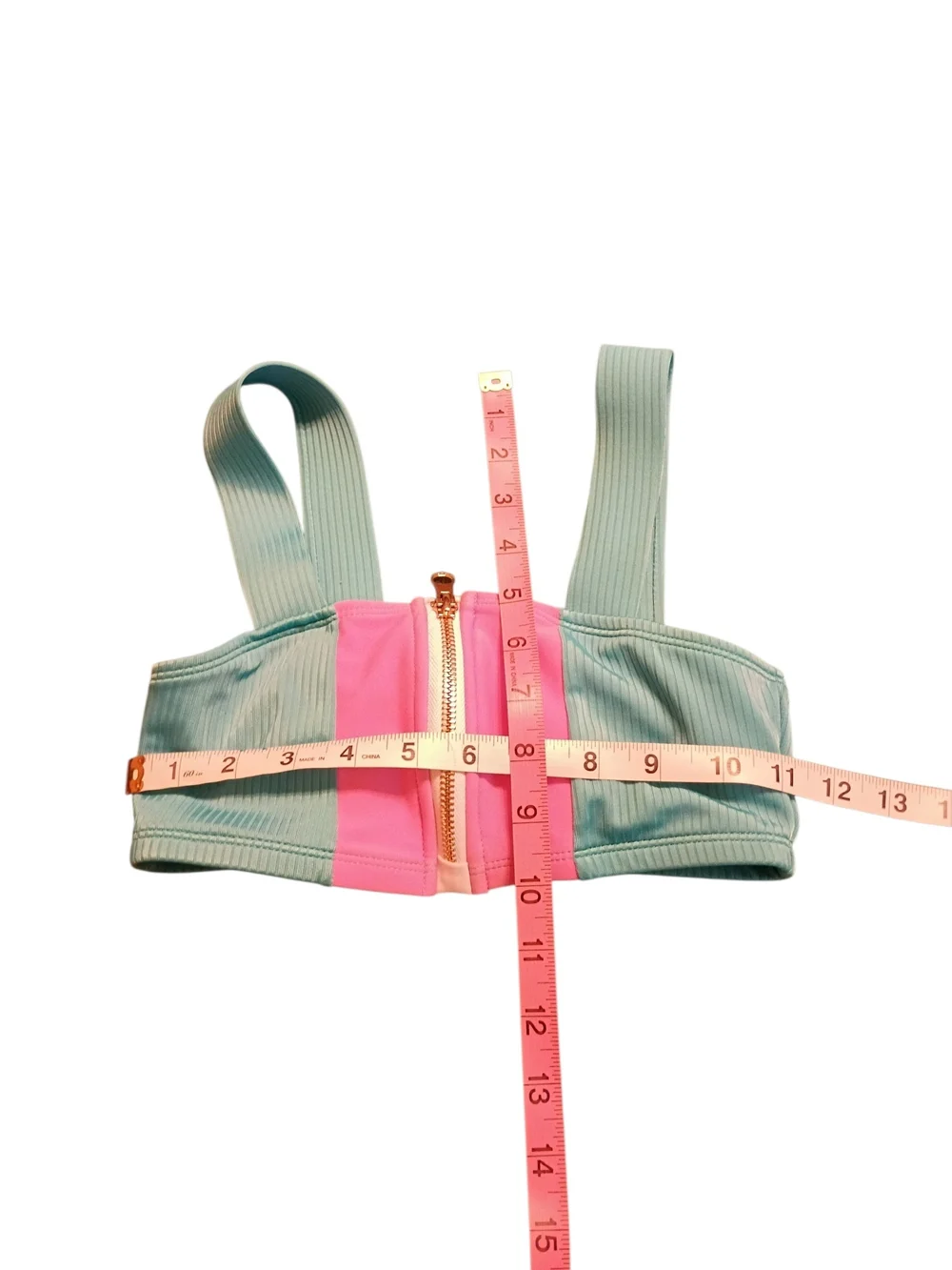 Like New! 2/$10 Justice Blue and Pink Front-Zip Bikini Top Swim 7/8